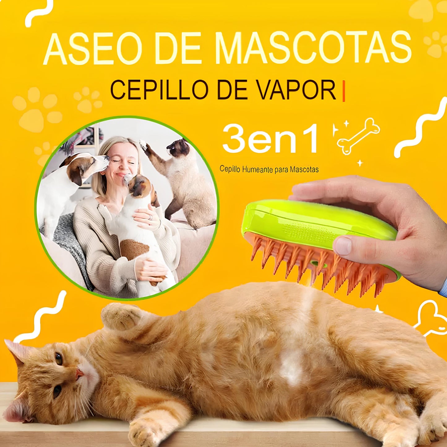 CEPILLO A VAPOR PARA MASCOTAS PERROS, GATOS, CONEJOS - CODY