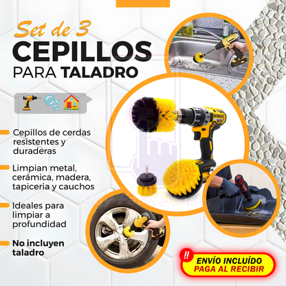 SET DE 3 CEPILLOS PARA TALADRO